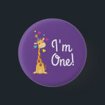 Badge Rond 2,50 Cm Girafe Kids Birthday Party Cute I'm One Pin<br><div class="desc">This adorable giraffe is here for your child's birthday ! It says I'm One ! Works great for a cute kids first birthday, a zoo party, or just a kid that loves giraffes at any age ! Tu peux changer le texte ! The adorable baby animal is wearing a little...</div>