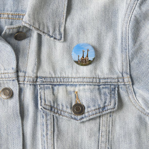 Badge Rond 2,50 Cm Girafes dans une prairie ensoleillée