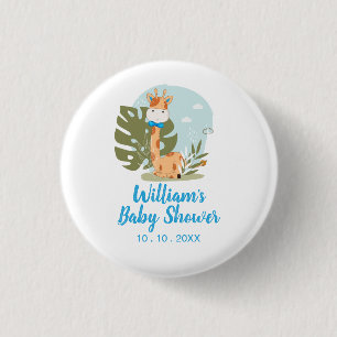 Badge Rond 2,50 Cm Giraffe Baby shower Napkin (Garçon animal Safari)