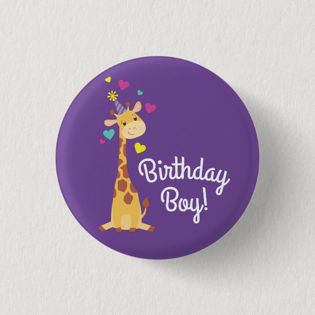 Badge Rond 2,50 Cm Giraffe Kids Party Jolie Anniversaire Garçon (Devant)