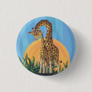Badge Rond 2,50 Cm Giraffe maman et bébé