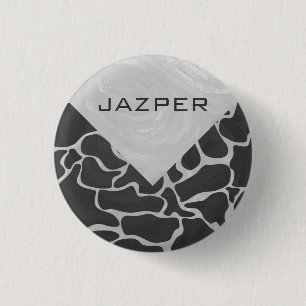 Badge Rond 2,50 Cm Giraffe Monogramme noir et gris clair