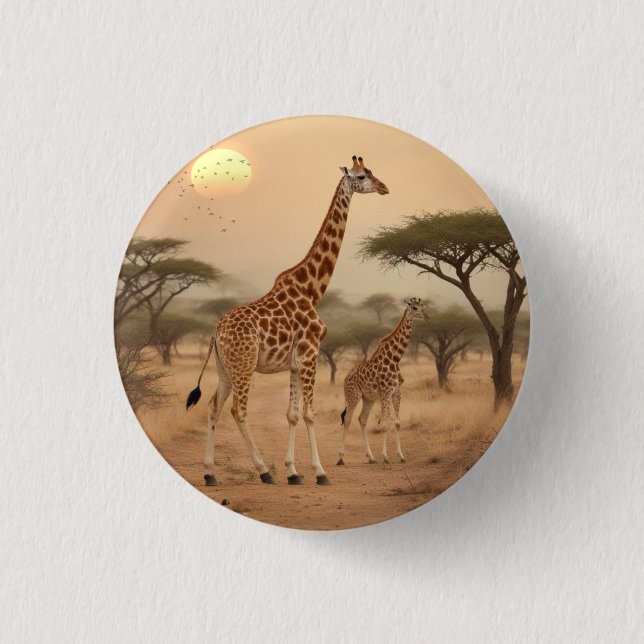 Badge Rond 2,50 Cm Giraffes en Afrique (Devant)