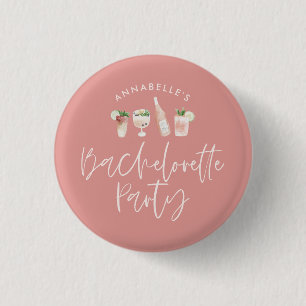 Badge Rond 2,50 Cm Girly pink script bachelorette party favor gift