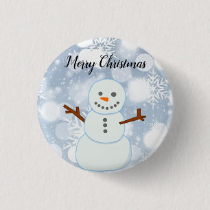 Badge Rond 2,50 Cm Glittery Grey Arrière - plan Avec Snowflakes et ne