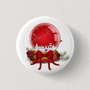 Badge Rond 2,50 Cm Globe de neige de Noël