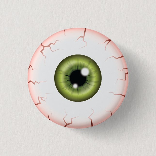 Badge Rond 2,50 Cm Globe oculaire couleur verte Halloween globe ocula (Devant)