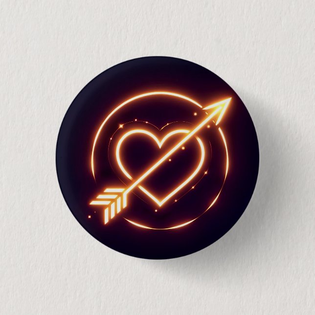 Badge Rond 2,50 Cm glowing image of a heart with cupid's arrow (Devant)