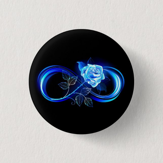 Badge Rond 2,50 Cm Glowing infinity with blue rose (Devant)