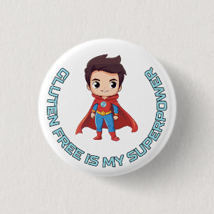 Badge Rond 2,50 Cm Gluten Free est ma super-puissance - Comic Hero Ce