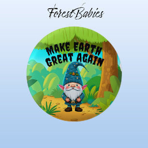 Badge Rond 2,50 Cm Gnome, Rendre De l'environnement la grandeur de la