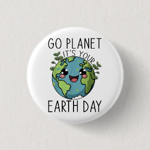 Badge Rond 2,50 Cm Go Planet Son Jour des terres Enseignant Enfants M