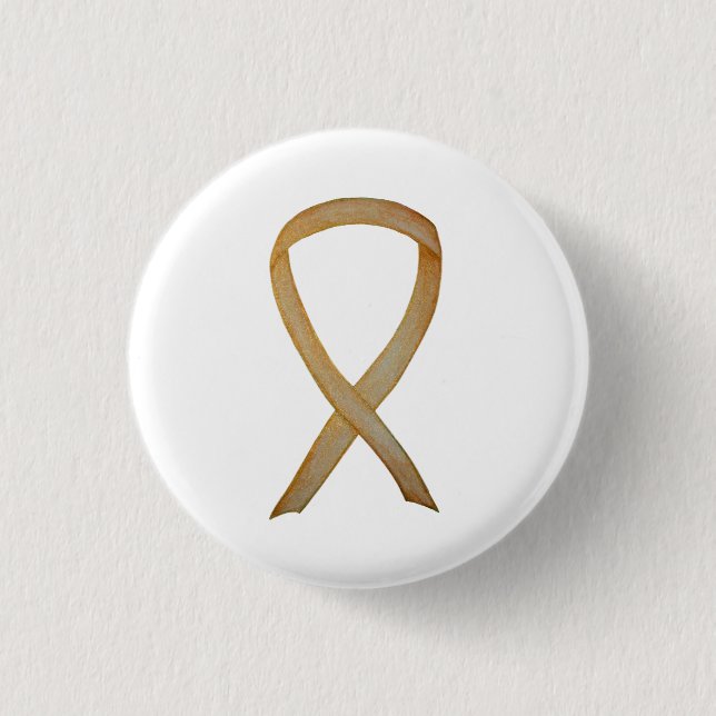 Badge Rond 2,50 Cm Gold Awareness Ribbon Custom Art Pin (Devant)