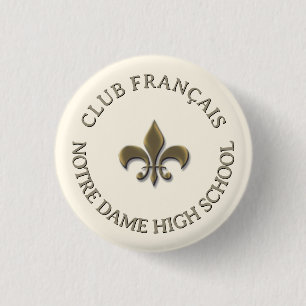 Badge Rond 2,50 Cm Gold Fleur de Lis Pin Club français personnalisé