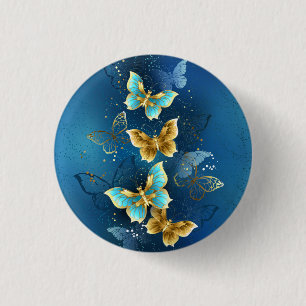 Badge Rond 2,50 Cm Golden butterflies