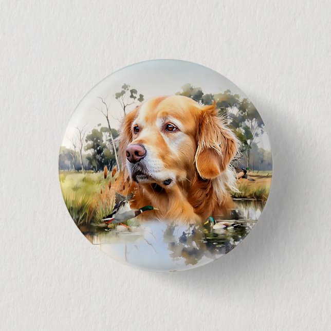 Badge Rond 2,50 Cm Golden Retriever (Devant)