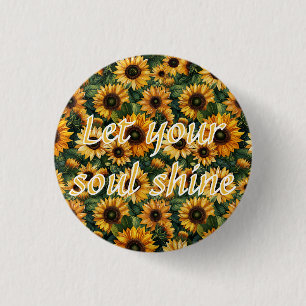 Badge Rond 2,50 Cm Golden Sunflower Bliss