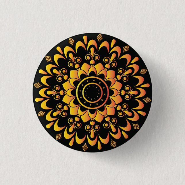 Badge Rond 2,50 Cm Golden Unique Mandala Design (Devant)