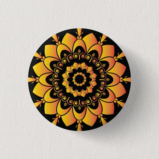 Badge Rond 2,50 Cm Golden Unique Mandala Design (Devant)
