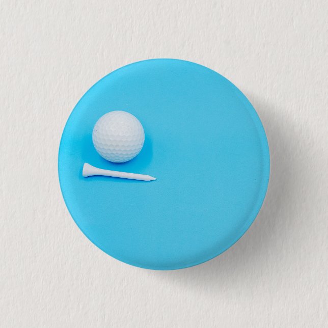 Badge Rond 2,50 Cm Golf ball et tee on blue arrière - plan (Devant)