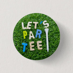 Badge Rond 2,50 Cm Golf Let's Par tee avec tee-shirt blanc est vert