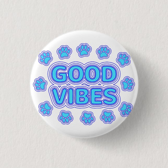 Badge Rond 2,50 Cm Good Vibes Empreintes de pattes de chiens caricatu (Devant)