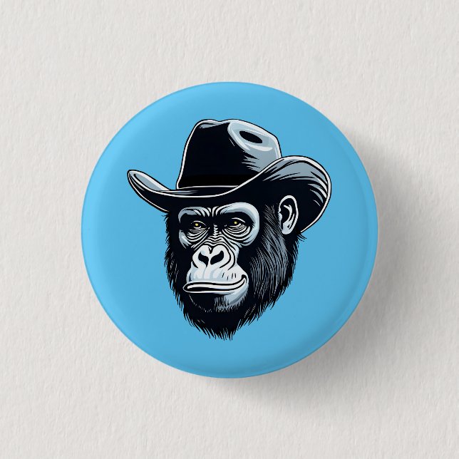 Badge Rond 2,50 Cm Gorilla Cowboy (Devant)