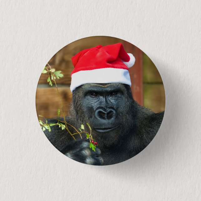 Badge Rond 2,50 Cm Gorilla Festive Cheer Unleashed (Devant)