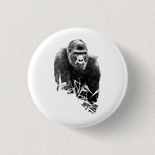 Badge Rond 2,50 Cm Gorilla Lope Digital Outline Art