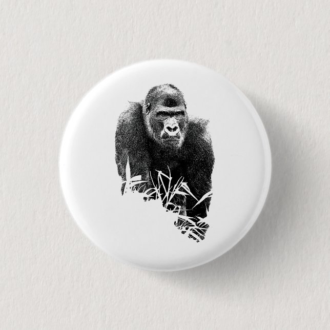 Badge Rond 2,50 Cm Gorilla Lope Digital Outline Art (Devant)