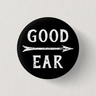 Badge Rond 2,50 Cm Gothique Noir en détresse Bonne Oreille Malentenda
