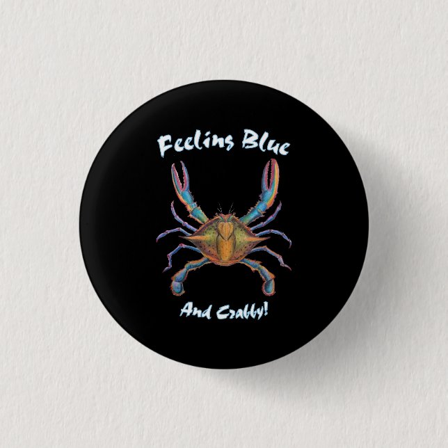 Badge Rond 2,50 Cm goupille de crabe bleu (Devant)