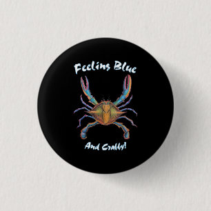 Badge Rond 2,50 Cm goupille de crabe bleu