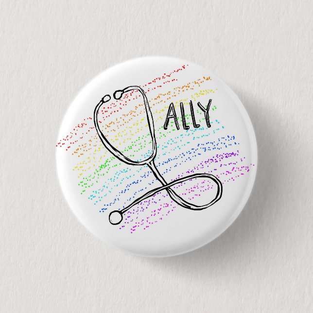 Badge Rond 2,50 Cm Goupille de médecine d'allié de GLBT (Devant)