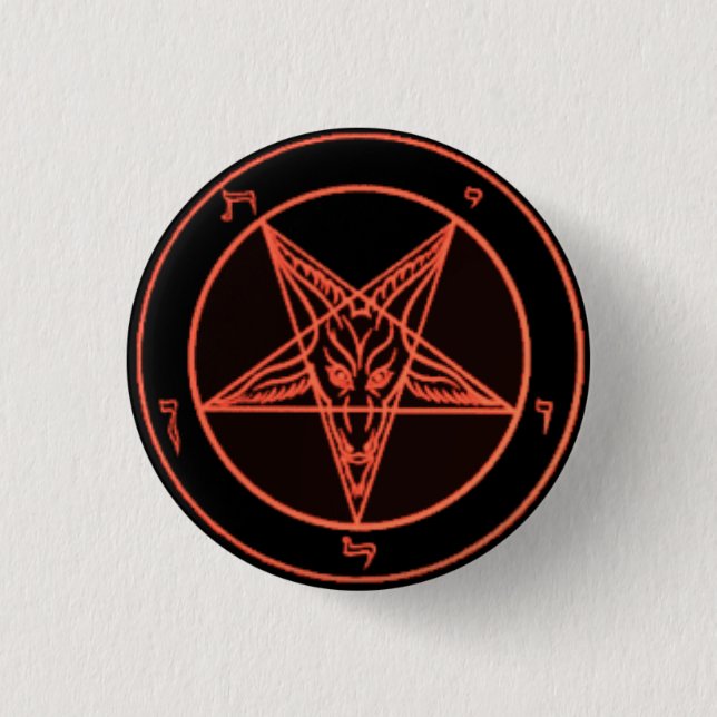 Badge Rond 2,50 Cm Goupilles noires/oranges de Baphomet (Devant)