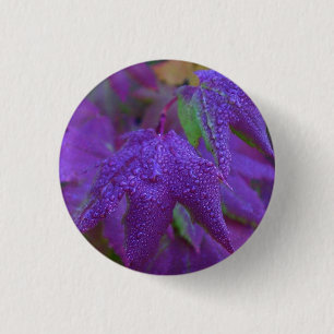 Badge Rond 2,50 Cm gouttes de pluie sur Feuilles violets
