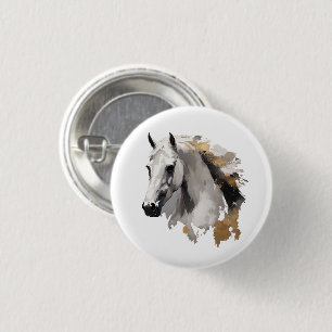 Badge Rond 2,50 Cm Grâce galopante Cheval blanc Art