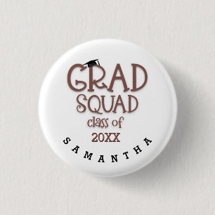 Badge Rond 2,50 Cm Grad Squad Girly Nom Année Diplômée