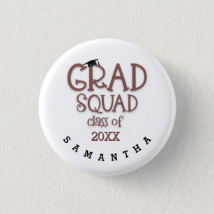 Badge Rond 2,50 Cm Grad Squad Girly Nom Année Diplômée