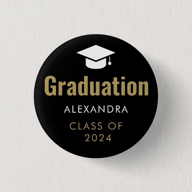 Badge Rond 2,50 Cm Graduation en or noir (Devant)