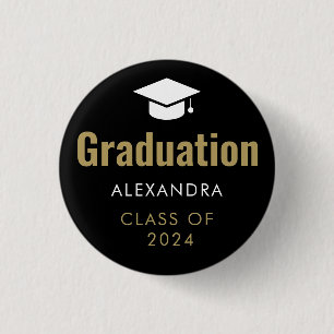 Badge Rond 2,50 Cm Graduation en or noir