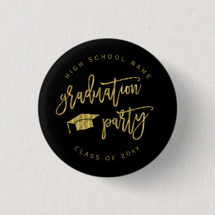 Badge Rond 2,50 Cm Graduation Party Faux Gold Class Of Buttons
