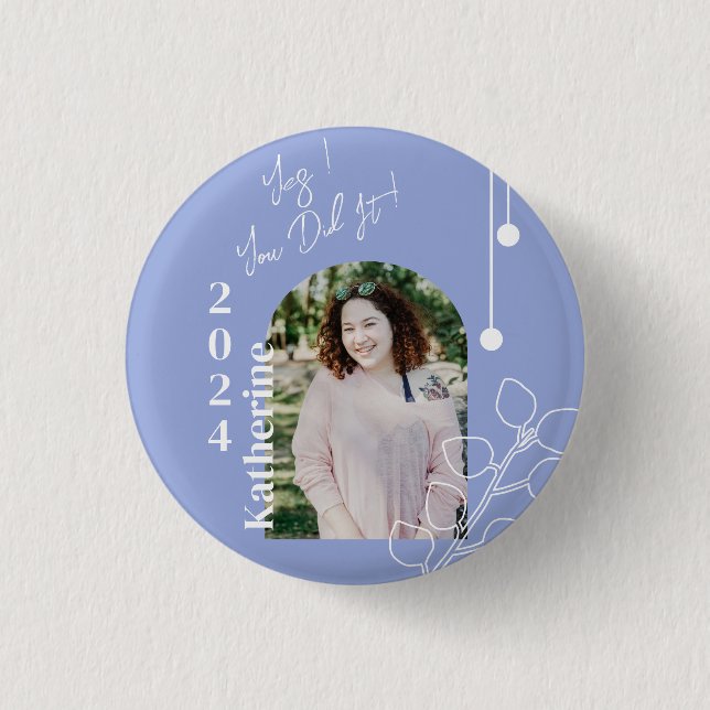 Badge Rond 2,50 Cm Graduation Simple Foliage Photo Lavande (Devant)