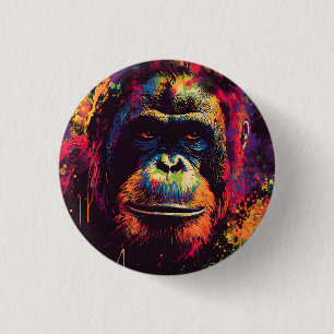 Badge Rond 2,50 Cm Graffiti sauvage Jungle urbaine Gorille