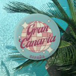 Badge Rond 2,50 Cm Gran Canaria Espagne souvenir touristique<br><div class="desc">Gran Canaria Isla de España,  Espagne,  Retro Vintage Design avec une boule disco en rose,  et des teintes de pêche à l'abricot. Ce beau bouton est un objet de décoration,  un cadeau ou un souvenir idéal pour les résidents de Gran Canaria,  les visiteurs,  les touristes ou les fans.</div>