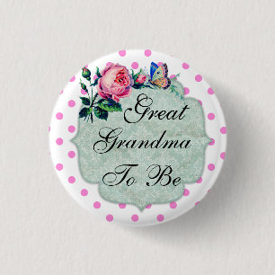 Badge Rond 2,50 Cm Grand-mère à être Vintage floral bouton