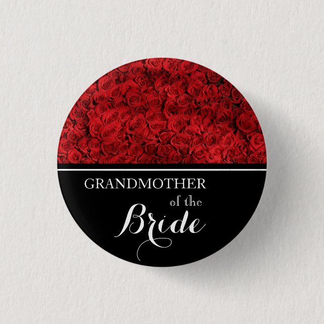 Badge Rond 2,50 Cm Grand-mère de la mariée Mariage Red Roses (Devant)