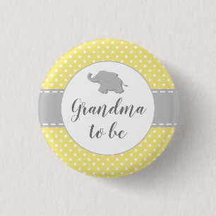 Badge Rond 2,50 Cm Grand-mère du Baby shower jaune éléphant