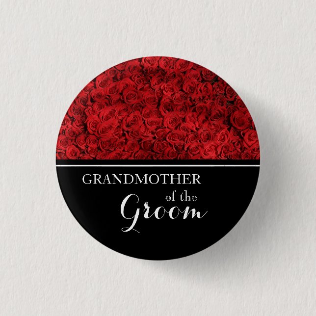 Badge Rond 2,50 Cm Grand-mère du marié épousant les roses rouges (Devant)