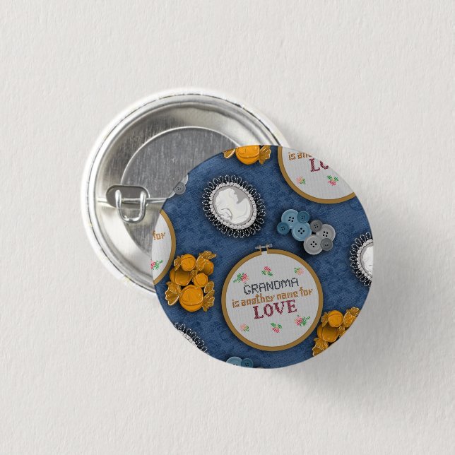 Badge Rond 2,50 Cm Grand-mère est une épingle d'amour (Devant & derrière)